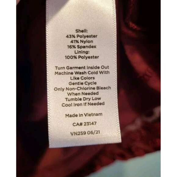 New Talbots Burgundy Burnout Velvet Polkadot 3/4 Sleeve Top Sz XL Cherry - Picture 7 of 7